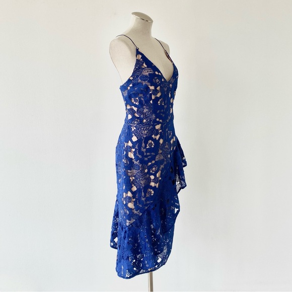 NWT Cooper St Lace Sky Beauty V-Neck Flounce Ruffle Midi Cocktail Dress - Picture 4 of 14